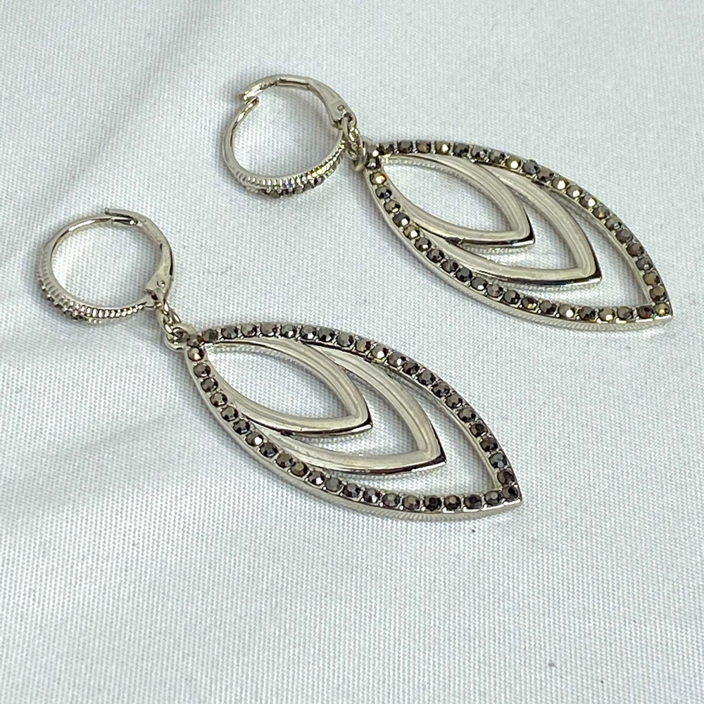 INC earrings silver and black embellished